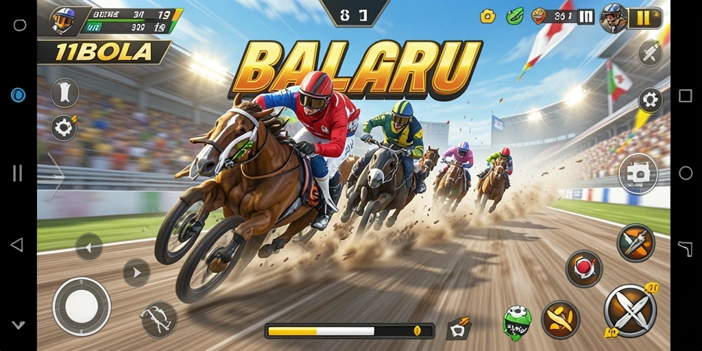Tampilan gameplay balapan seru di 11BOLA.