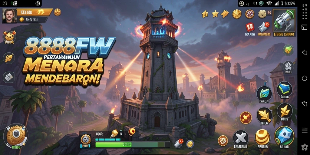 Screenshot dari gameplay menarik Tower Defense 888FW dengan menara yang siap menghadapi musuh.