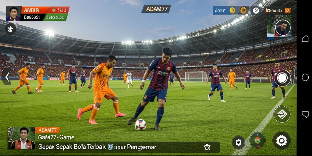 Tampilan gameplay seru di ADAM77 dengan aksi sepak bola yang mendebarkan.