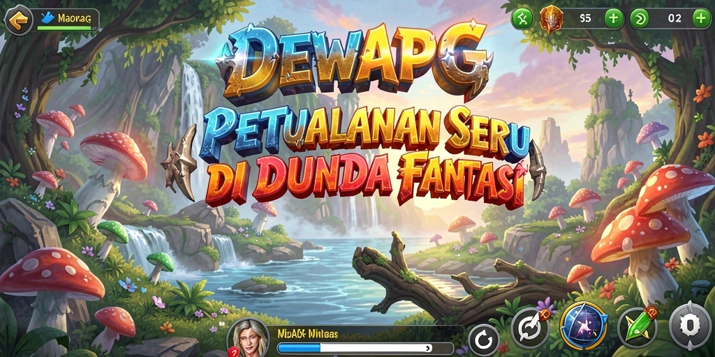 Tampilan aksi seru dalam petualangan DEWAPG di dunia fantasi.