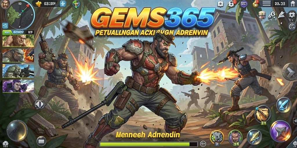 Tangkapan layar GEMS365 menampilkan pertarungan seru dengan grafis menakjubkan.