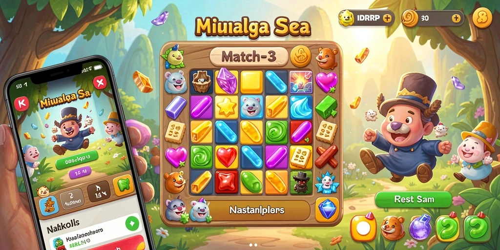 Tampilan gameplay seru dalam game Match-3 IDRRP.