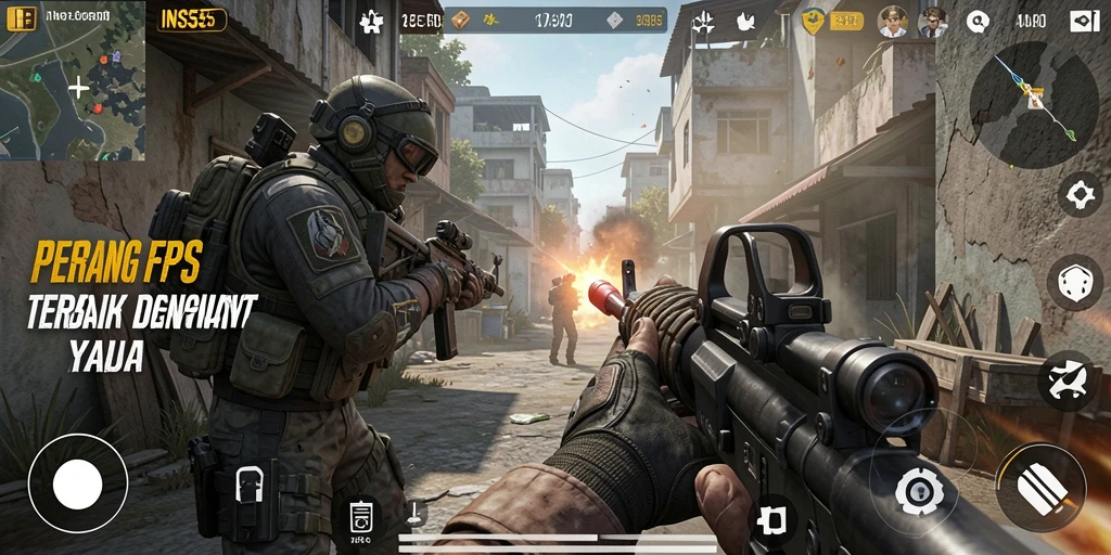 Tampilan gameplay INS55 menunjukkan aksi tembak-menembak yang menegangkan.
