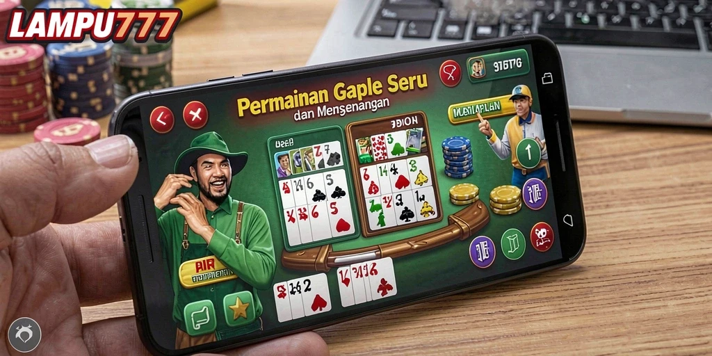 Tampilan gameplay seru LAMPU777 saat bermain Gaple.