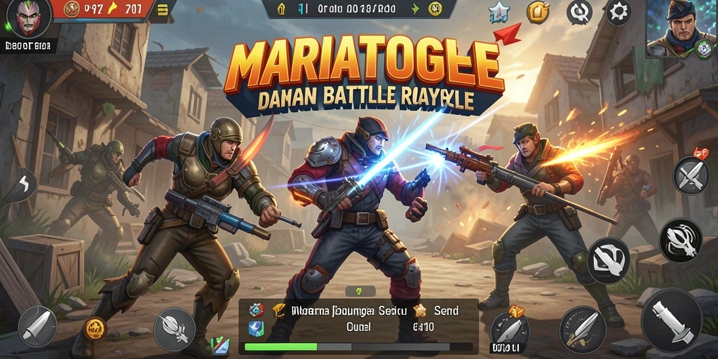 Tampilan seru gameplay MARIATOGEL dalam arena Battle Royale.