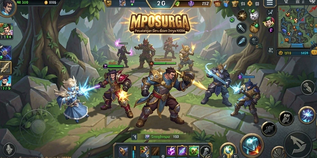 Tampilan mendebarkan dari gameplay MOBA di MPOSURGA.