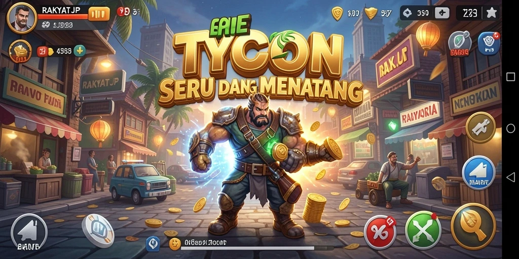 Tampilan menarik dari gameplay <strong>RAKYATJP</strong> yang menggambarkan manajemen bisnis.