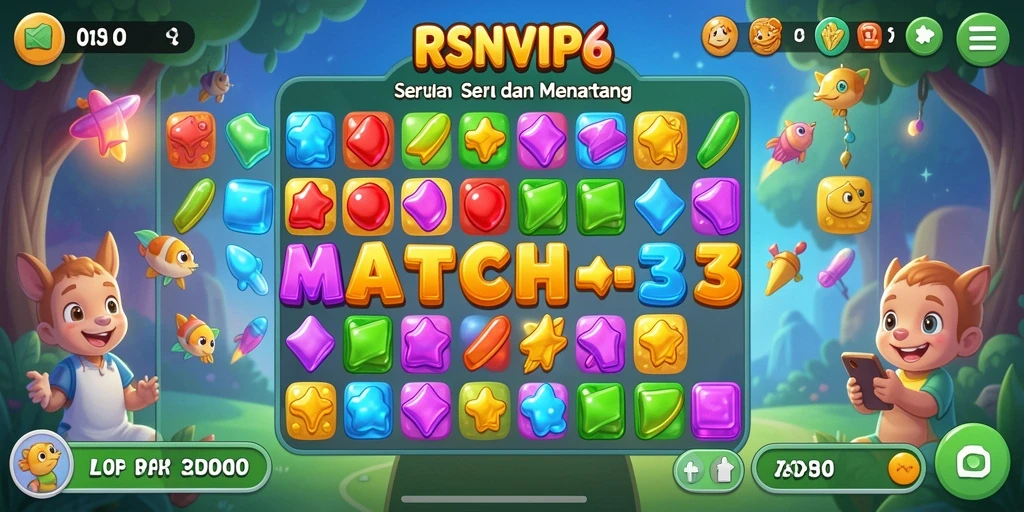 Gameplay seru RSNVIP6 dengan tantangan Match-3 yang menarik.