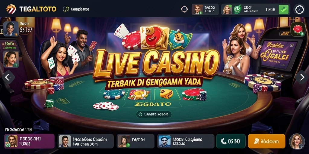 Screenshot TEGALTOTO menampilkan dealer profesional dan permainan Live Casino yang mendebarkan.